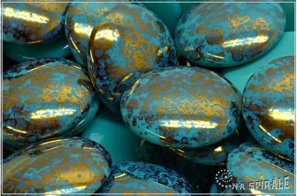 Kaboon kulat 25 mm - Opaque Green Turquoise Violet Teracota, 1 ks
