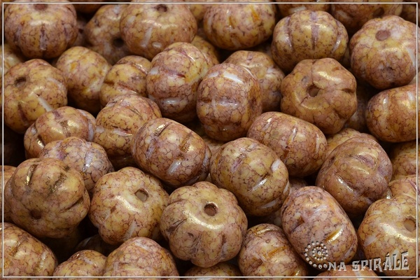 Dn - Pumpkin 8x11 mm, chalk senegal brown purple, 5 ks