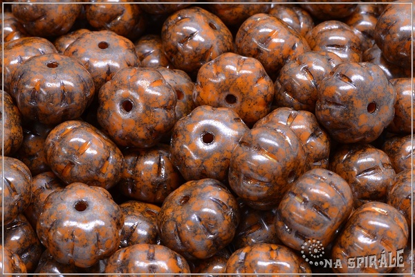 Dn - Pumpkin 8x11 mm, opaque orange blue teracota, 5 ks