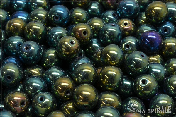 Kuliky 8 mm, Metallic Iris Green, 16 ks