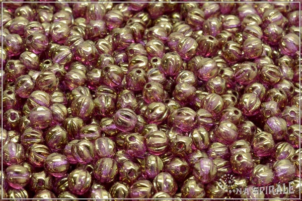Meloun - melon bead 4 mm, Crystal Violet-Gold Luster, 50 ks
