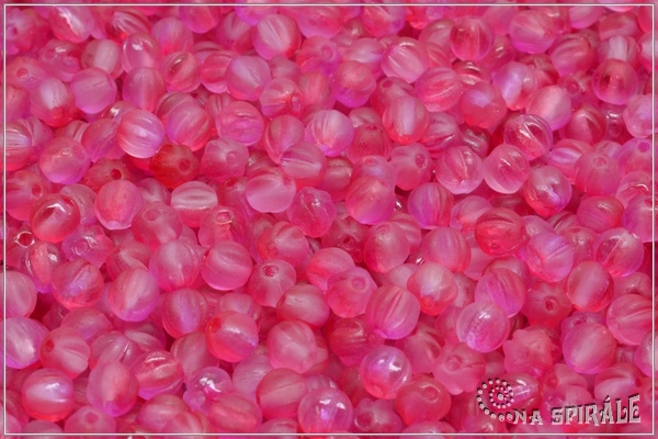 Meloun - melon bead 4 mm, Crystal Mat Fuchsia Bicolor, 50 ks