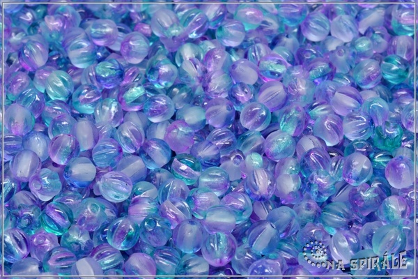 Meloun - melon bead 4 mm, Crystal Mat Purple-Blue Bicolor, 50 ks
