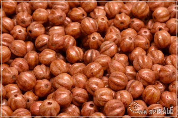 Meloun - melon bead 6 mm, Chalk Herbs&Spices Cinnamon, 30 ks