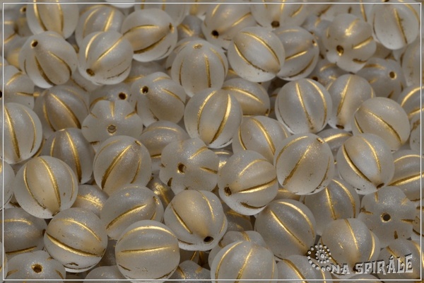 Meloun - melon bead 8 mm, crystal mat gold wash, 12 ks