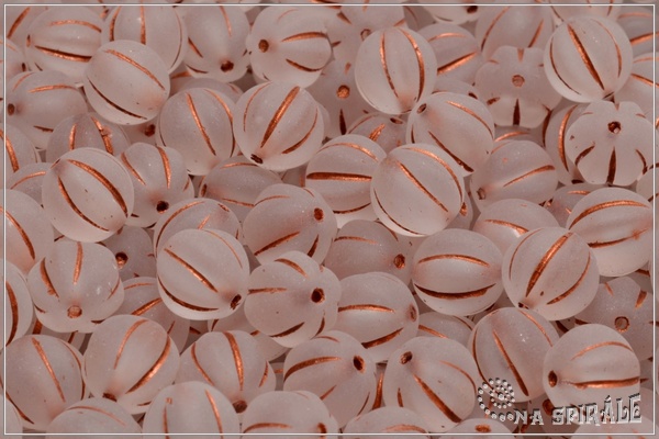 Meloun - melon bead 8 mm, crystal mat copper wash, 12 ks