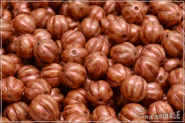 Meloun - melon bead 8 mm, Chalk Herbs&Spices Cinnamon, 12 ks