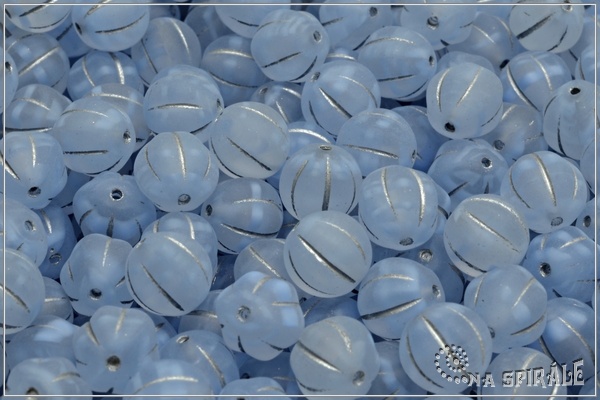 Meloun - melon bead 8 mm, light blue+crystal mat silver wash, 12 ks
