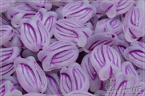 Tulipn - Tulip, 16x11 mm, Transparent Crystal Matted Purple Wash, 3 ks