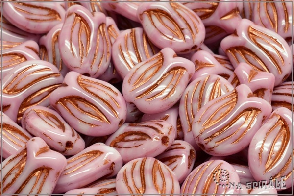 Tulipn - Tulip, 16x11 mm, Opaque Pink Copper Wash, 3 ks