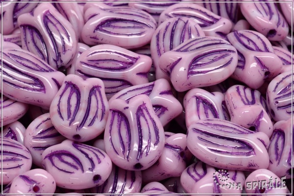 Tulipn - Tulip, 16x11 mm, Opaque Pink Purple Wash, 3 ks