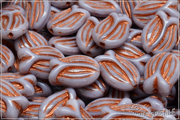 Tulipn - Tulip, 16x11 mm, Opaque Lavender Copper Wash, 3 ks