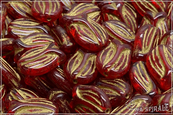 Tulipn - Tulip, 16x11 mm, Transparent Red Gold Wash, 3 ks