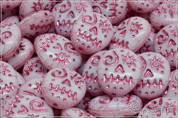 Lebka - Funny Skull bead 16x13 mm, bl rov ztr, 2 ks