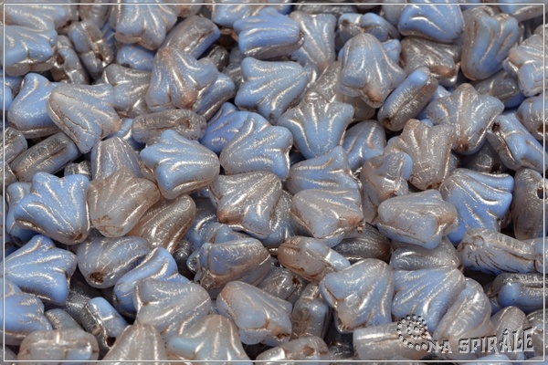 Lily - Lilie, 9x9 mm, Blue Opal-Crystal Bicolor Matted Taupe Wash, 12  ks