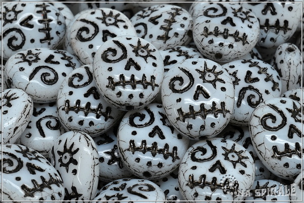 Lebka - Funny Skull bead 16x13 mm, bl ern ztr, 2 ks