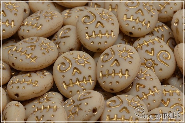 Lebka - Funny Skull bead 16x13 mm, bov matn zlat ztr, 2 ks