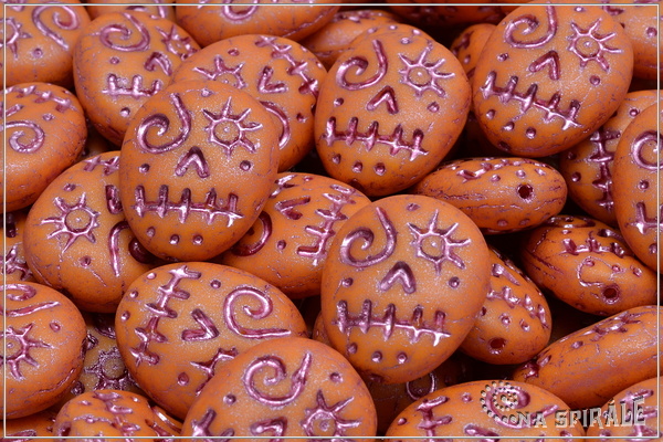 Lebka - Funny Skull bead 16x13 mm, oranov matn rov ztr, 2 ks