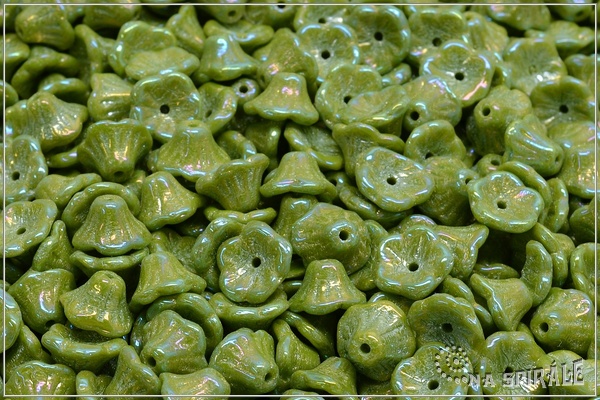 Kytiky - kalky 7x5 mm, Opaque Olive Iris, 25 ks