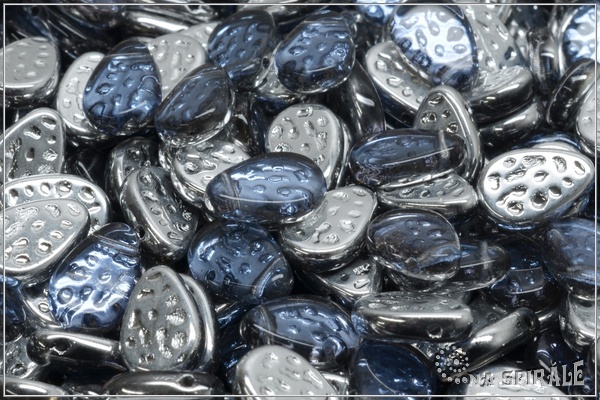 Flat Dotty Teardrops - ploch kapky s puntky 9x11 mm, Backlit Perivinkle, 12 ks