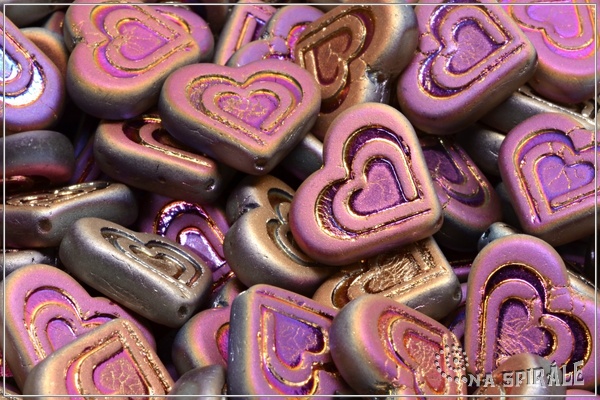 Vintage Heart in Heart 14x16 mm, Crystal Matted Sliperit Full, 3 ks