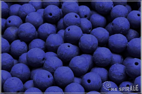 Kuliky 8 mm, Opaque Etched Dark Blue, 16 ks