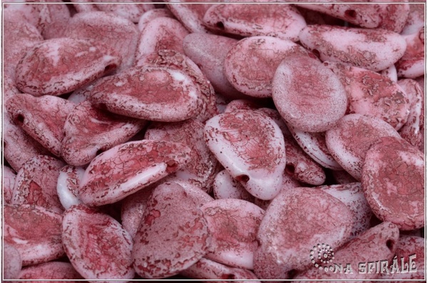 Anemone Petal 11x16 mm - Chalk Etched Red Wash, 6 ks