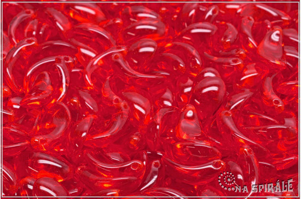 Zahnut lupnek 7x13 mm - Transparent Red, 12 ks