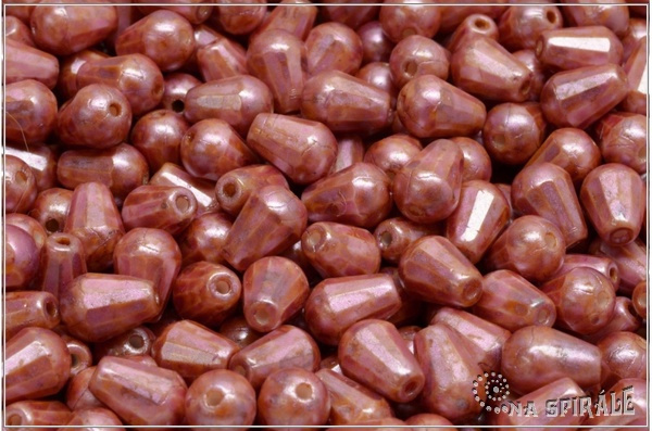 Firepolished Drop - kapka brouen 8x6 mm, Chalk Herbs&Spices Chilli, 12 ks