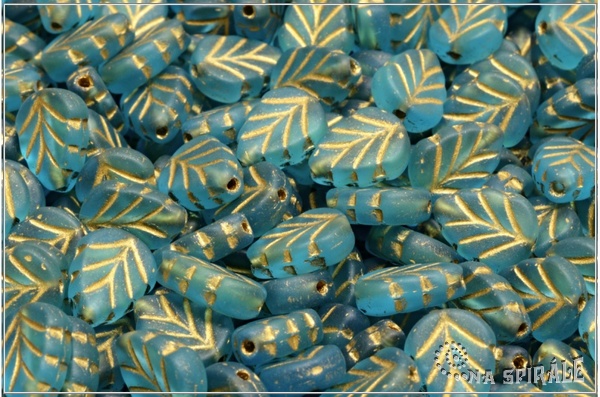 List mtov 10x8 mm - Aquamarine Matted Gold Wash, 20 ks