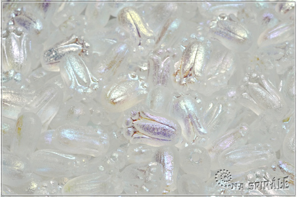 Tulipn - Tulip Bud, 12x8 mm, Crystal Etched AB Full, 12 ks