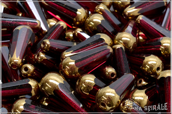 Firepolished Drop - kapka brou�en� 20x9 mm, Transparent Fuchsia Bronze, 1 ks