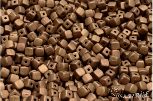 Cube beads - kostiky 4 mm, Jet Matted Gold, 50 ks