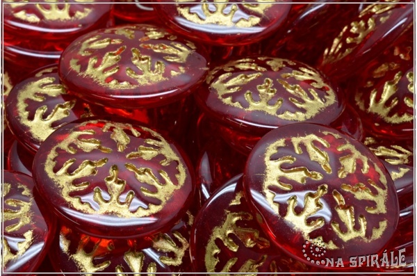 Kaboon vloka 21 mm - Transparent Red Gold Wash, 1 ks