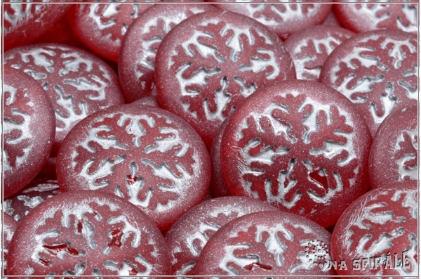 Kaboon vloka 21 mm - Transparent Red Mat Silver Wash, 1 ks