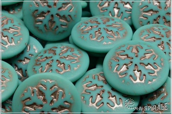 Kaboon vloka 21 mm - Opaque Green Turquoise Mat Taupe Wash, 1 ks