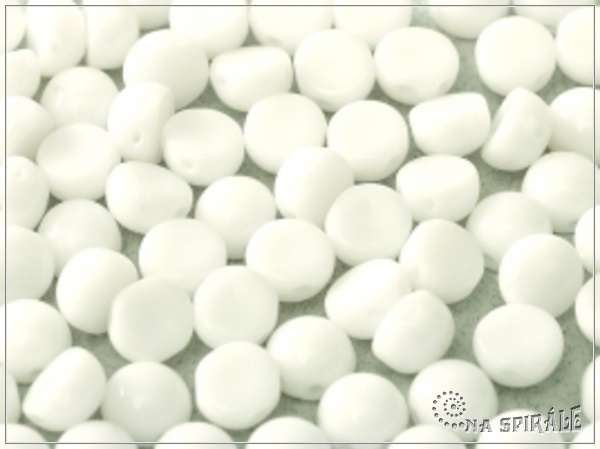 Cabochon 2-hole, Chalk White, 6 mm, 6 ks