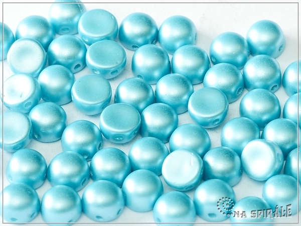 Cabochon 2-hole, Pastel Aqua, 6 mm, 6 ks