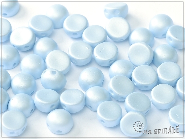 Cabochon 2-hole, Pearl Pastel Blue, 6 mm, 6 ks