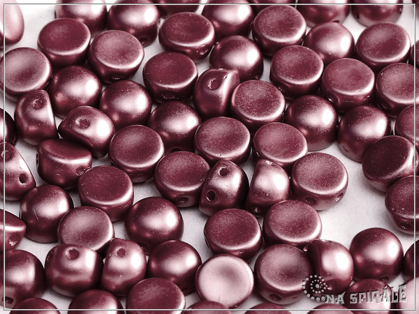Cabochon 2-hole, Pastel Burgundy, 6 mm, 6 ks