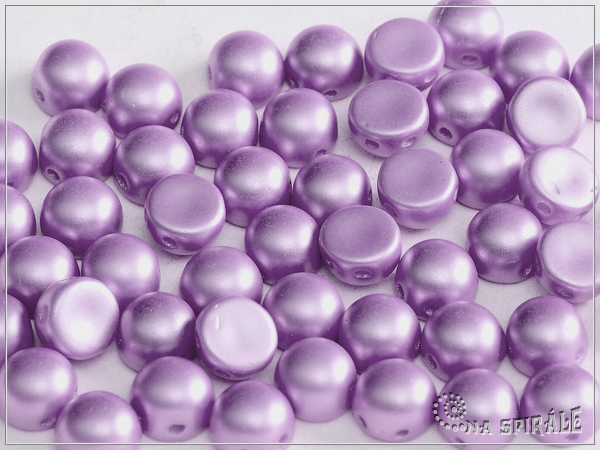 Cabochon 2-hole, Pastel Lila, 6 mm, 6 ks