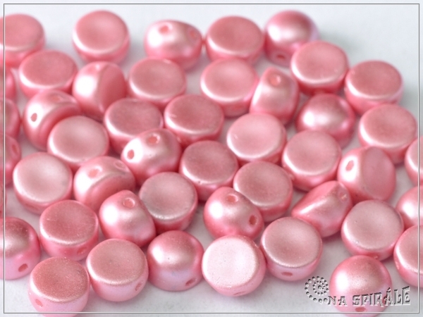 Cabochon 2-hole, Pastel Pink, 6 mm, 6 ks