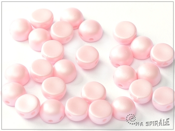 Cabochon 2-hole, Pearl Pastel Rose, 6 mm, 6 ks