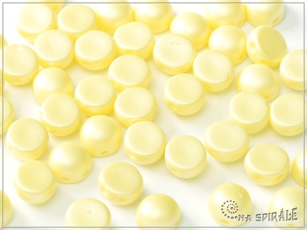 Cabochon 2-hole, Pearl Pastel Yellow, 6 mm, 6 ks