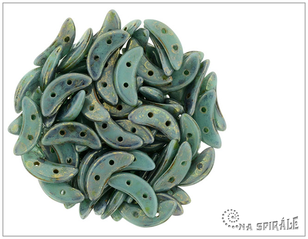 CzechMates Crescent, Turquoise Bronze Picasso, 30 ks