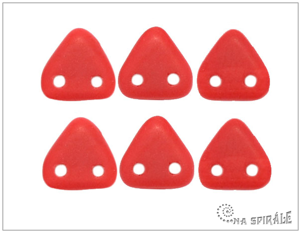 Trojhelnk dvoudrkov 6 mm, Opaque Red Matted, 30 ks