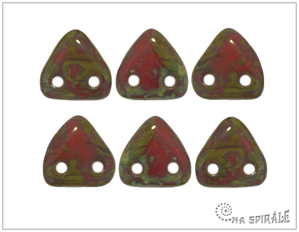 Trojhelnk dvoudrkov 6 mm, Opaque Red Picasso, 30 ks
