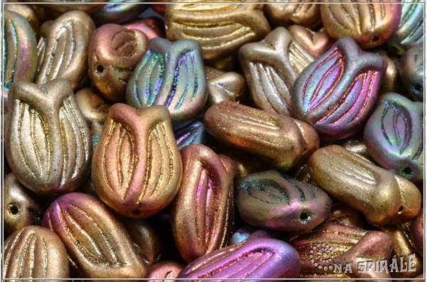 Tulipn - Tulip, 16x11 mm, Silky Metallic Dark Rainbow, 3 ks