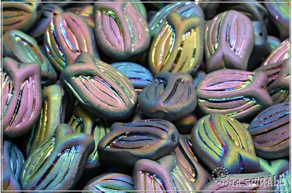 Tulip�n - Tulip, 16x11 mm, Crystal Matted Vitrail Full, 3 ks