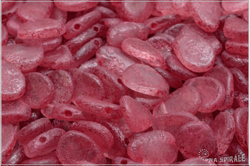 Anemone Petal 8x11 mm - Crystal Etched Red Wash, 12 ks